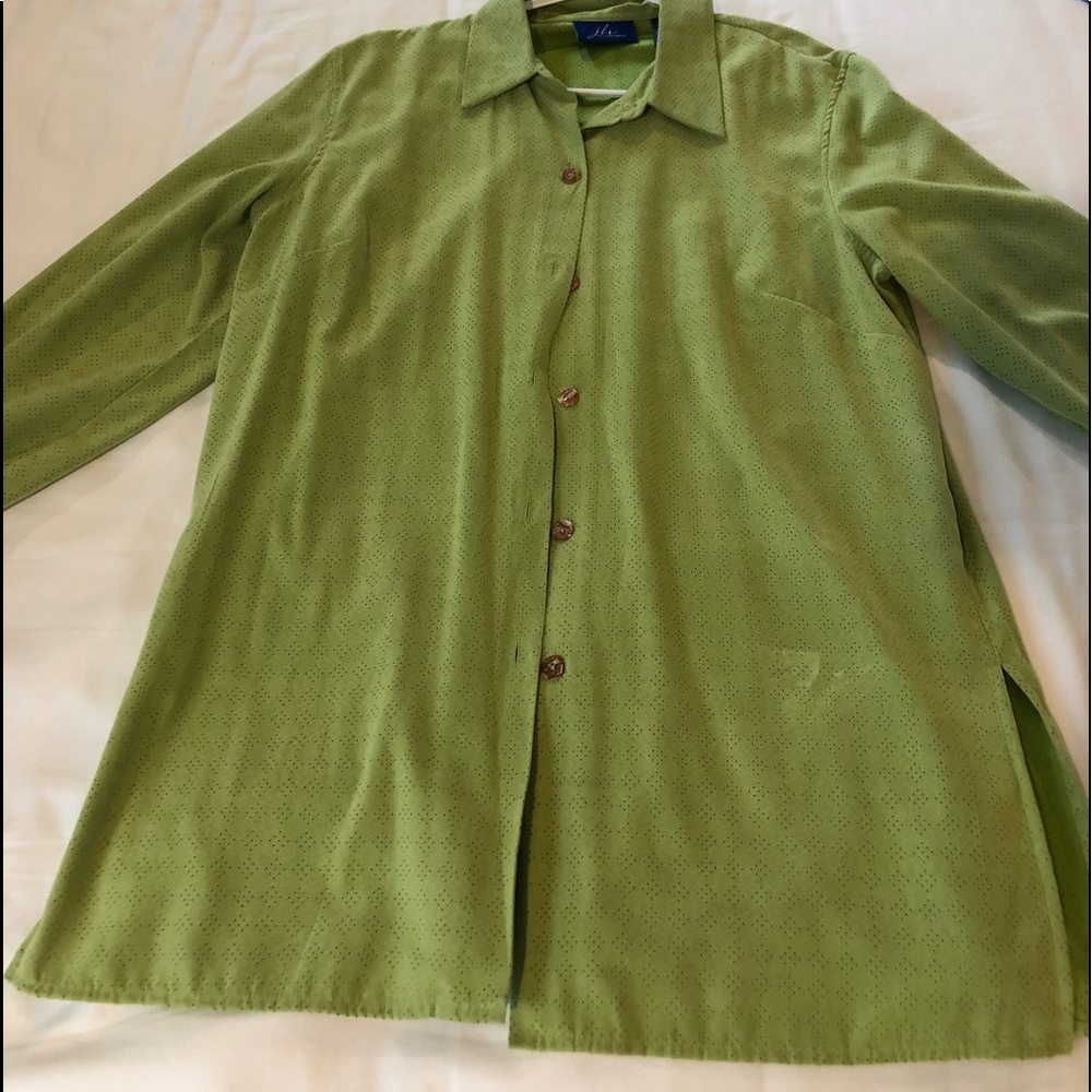 Green Suede Button down